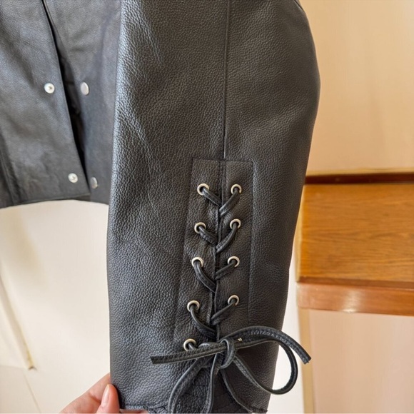 NWT Deadwood Canoo Oversized Leather Jacket Black Medium - Picture 11 of 17